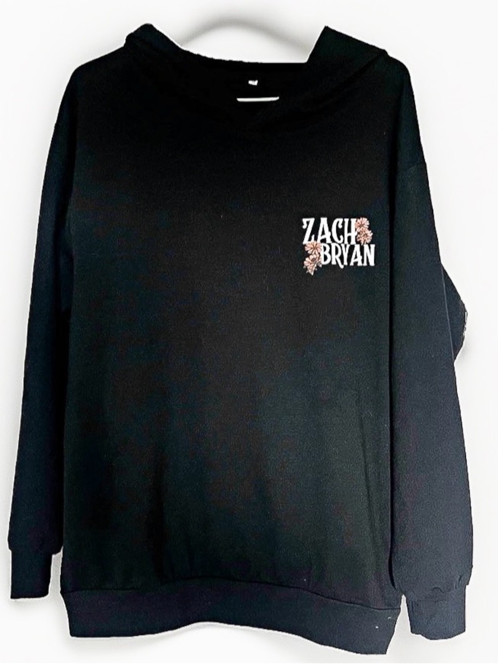 Zach Bryan Unisex M Hoodie Black Pullover Graphic Print Skull Flowers
